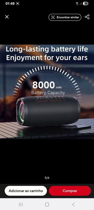 Coluna portátil Bluetooth ZEALOT 200W, á prova de água. 

Nova