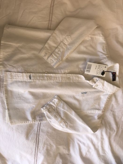 Camisa lanidor, branca oxford, 18 meses (veste grande)