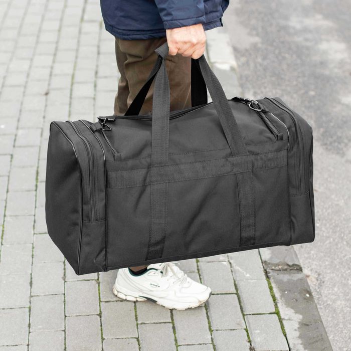Чоловіча дорожня спортивна сумка Fat чорна тканинна на 60 літрів