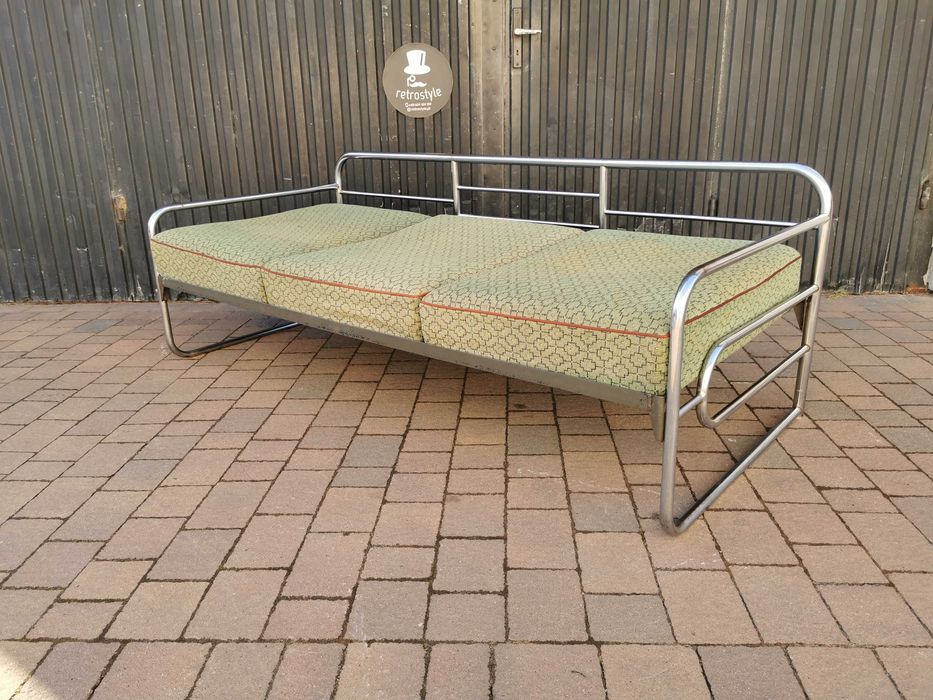 Sofa chrom proj. Robert Slezak/ KOVONA Czechosłowacja '30-50, Bauhaus