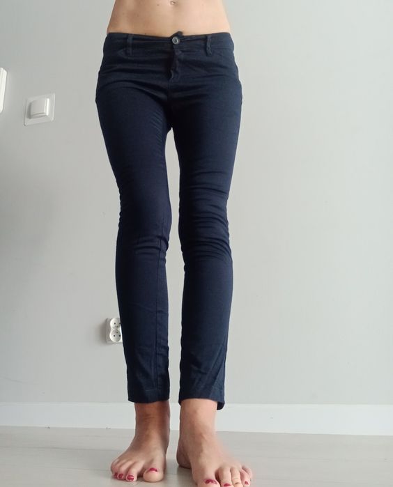 Granatowe spodnie eleganckie Mango 34 XXS szkoła impreza praca