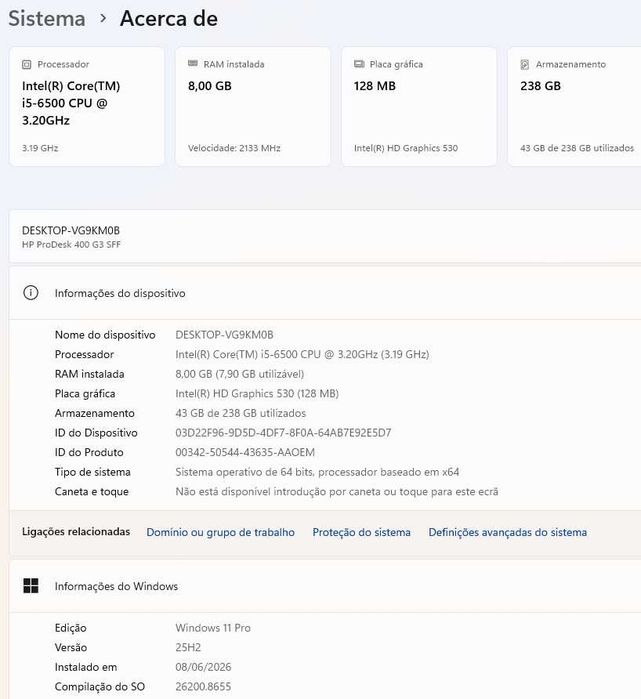 HP Prodesk 400 g3 , i5-6500