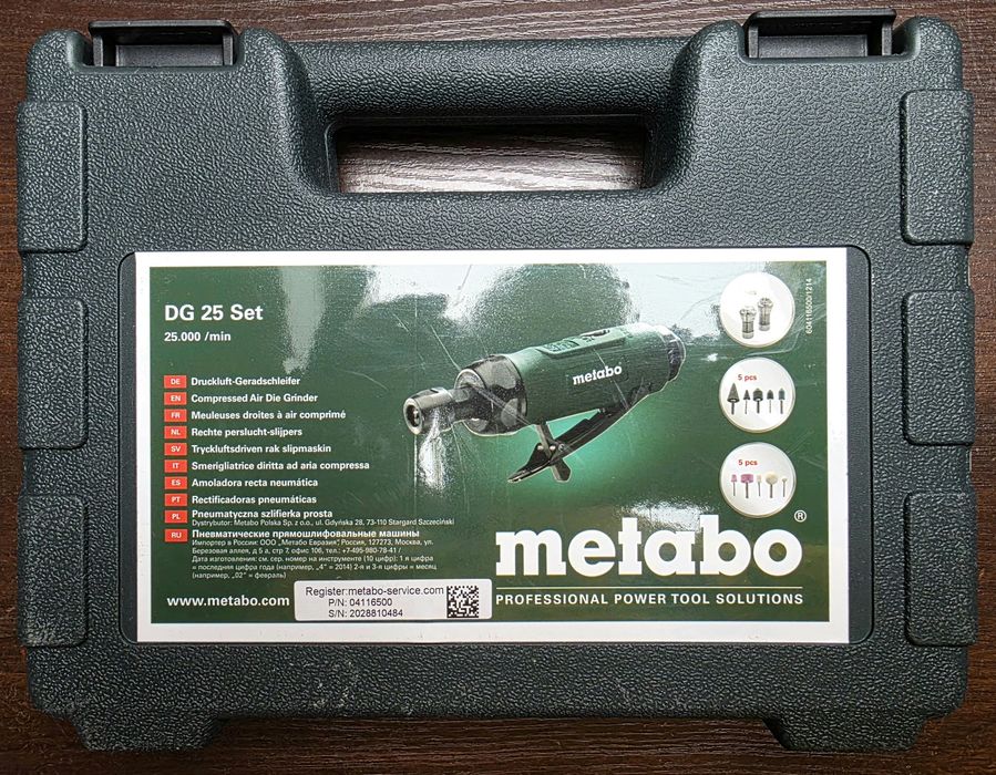 METABO DG 25 Set. Pneumatyczna szlifierka.