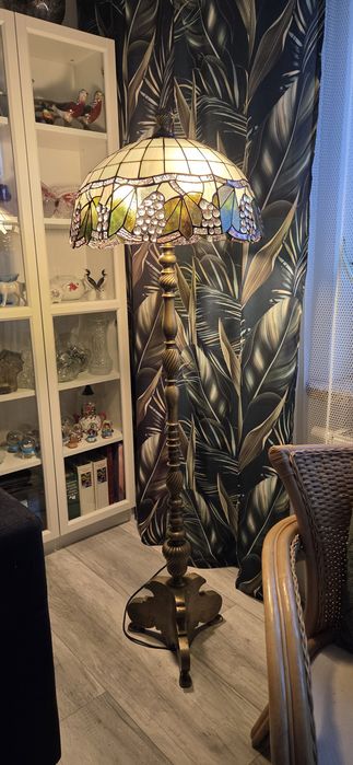 Lampa podłogowa witrażowa noga mosiądz