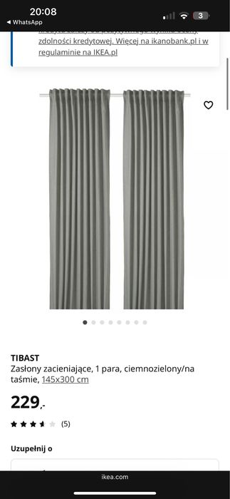 Zasłony zaciemniające zielone IKEA