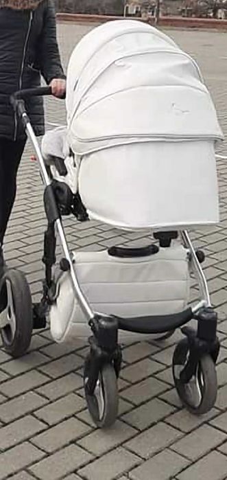 PROMOCJA! Wózek Junama biały eco skóra full wypos. NOWY 3w1 + GRATISY