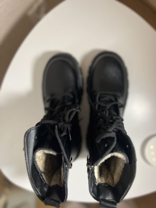 Ботинки черные массивные, ботинки , ботильойони черевики чорні масивні