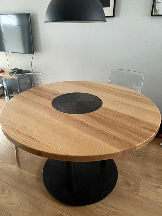 Drewniany stół do kuchni salonu , średnica 120 cm