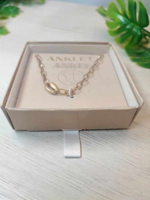 Pulseira tornozelo búzio em Aço Gold Plated