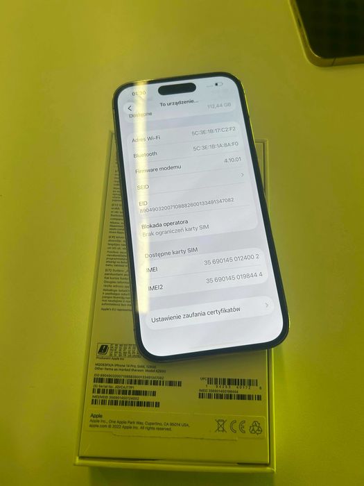 OKAZJA! iPhone 14 Pro 128GB Gold z pudełkiem (bateria 100%)