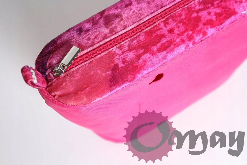 Welur Róż organizer OBAG MINI elegancki 2 kieszenie wkład OMAY