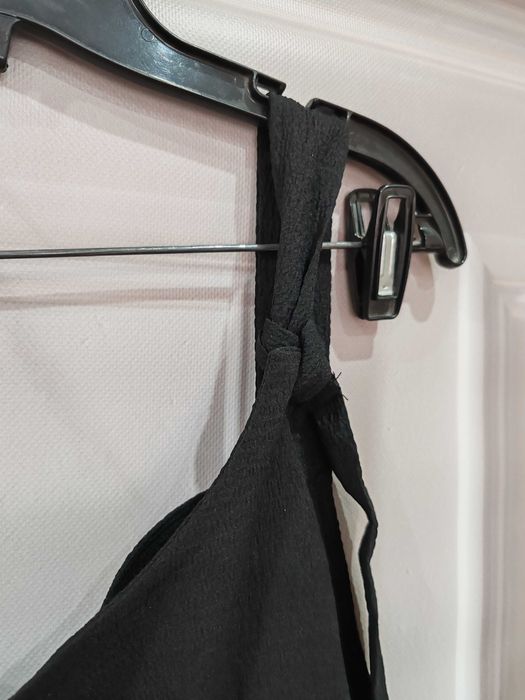Czarny wygodny długi kombinzon rozmiar ok 44 poliester/spandex