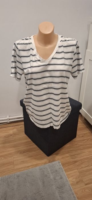 T-shirt damski paski dekolt V rozmiar 40