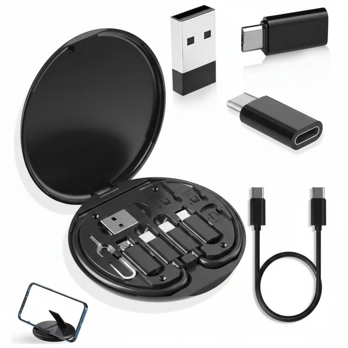 Zestaw Adapterów Usb Przejściówki Uniwersalne 4w1 Kabel Usb-c 60w Etui