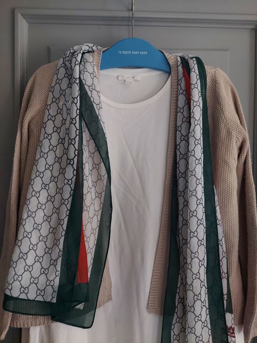 Uroczy sweterek/kardigan cotton + len camel beż r S