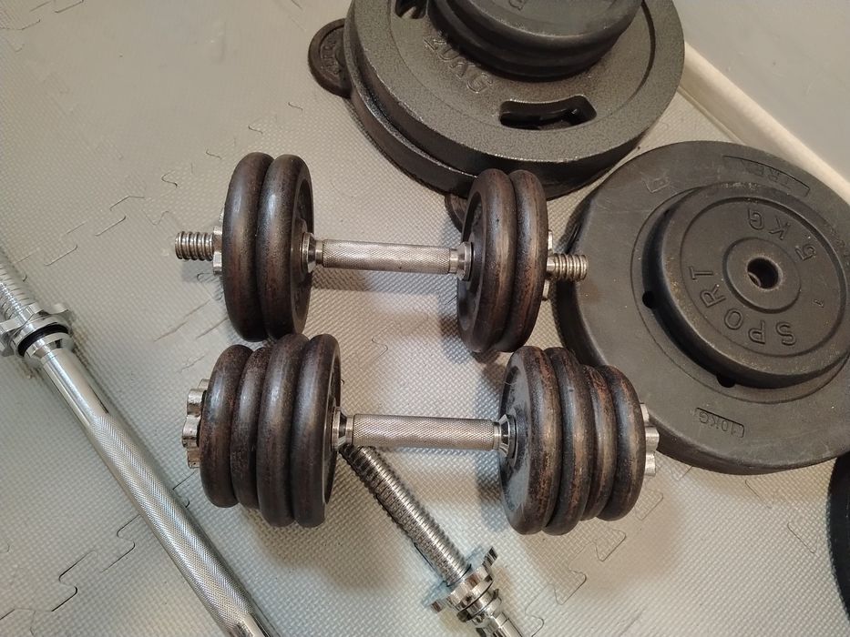 Zestaw do ćwiczeń, żeliwo gryfy stepy 90KG! hantle