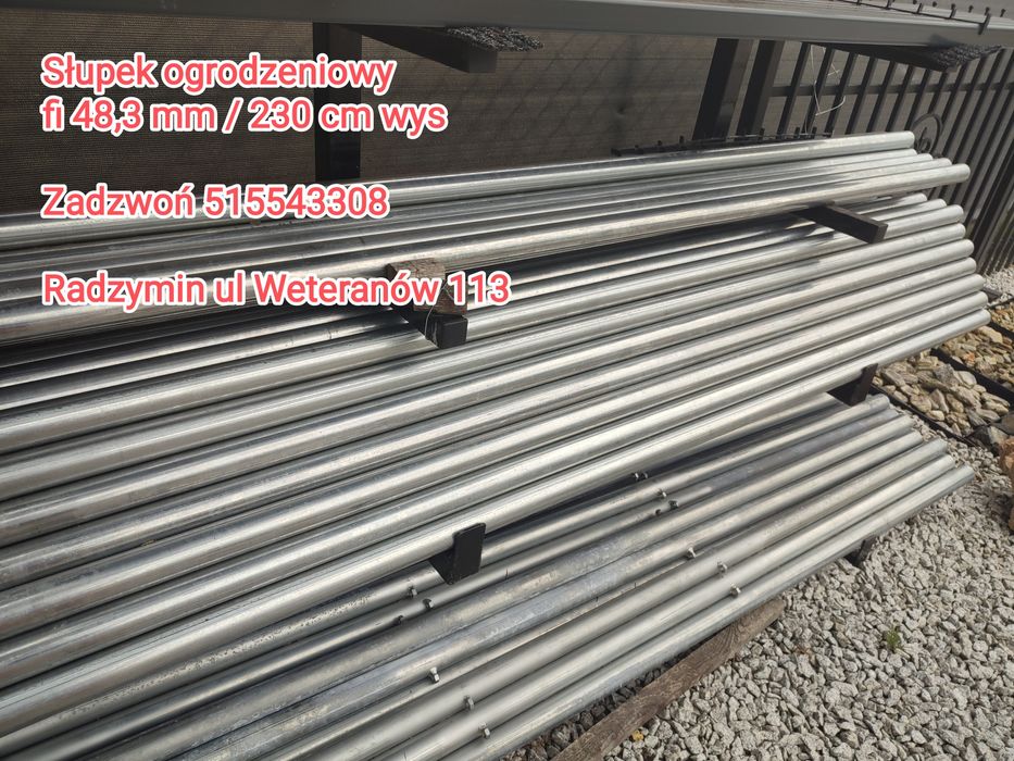 Słupki ogrodzeniowe fi 48,3 oc / 1,5 mm śc/ 230 cm wys/ brutto