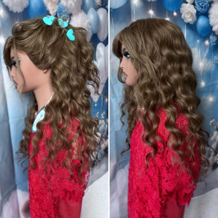 Натуральный парик вьющиеся волосы локоны славянка пепельно русый 60 см