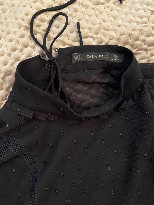 Блуза женская ZARA, черная вечерняя блуза Zara