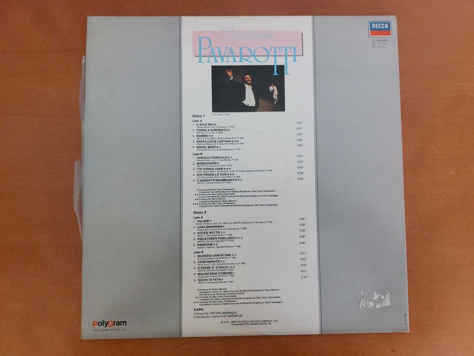 Vinil - Pavarotti – As Mais Belas Canções Napolitanas (Duplo LP, 1988)