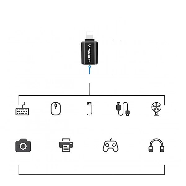 Adapter Wozinsky WALA-01 Lightning - USB-A OTG - czarny