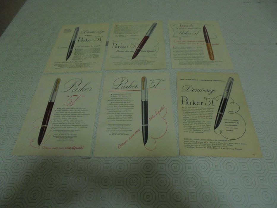 Publicidades de Canetas Parker dos anos 40/50 todas diferentes