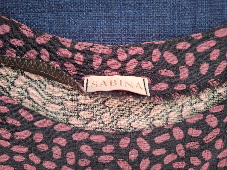 Czarno fioletowa sukienka wiskoza / długi rękaw / 42 / Sabina