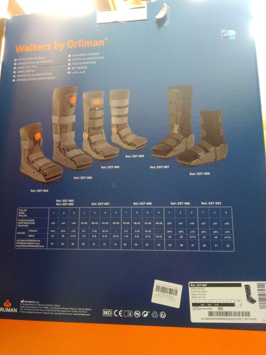 Bota Walker e cunha com vários ângulos