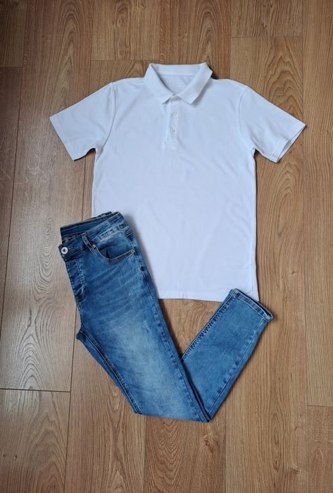 Набор/белая тенниска поло для мальчика/летние джинсы
