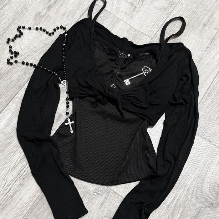 вінтажний мереживний топ готичний болеро майка y2k 2000s coquette lolita creepy cute downtown harajuku jirai dollskill grunge emo goth alt нефор альт
