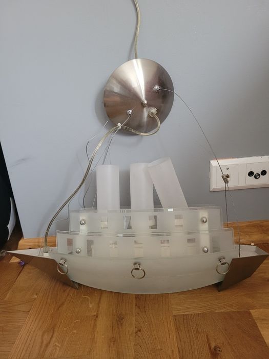 2 lampy sufitowa i nocna biurkowa statek parowiec żaglowiec