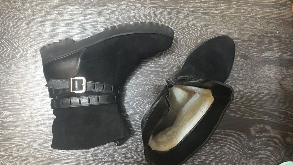 Сапоги ботинки кожа и замш внутри овчина