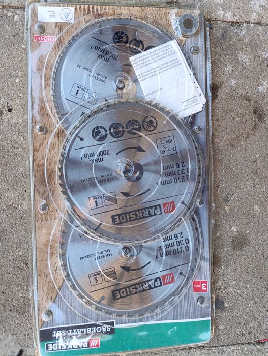 3 tarcze do cięcia 210mm do drewna 40z 60z i aluminium 80z Parkside do ukośnicy pilarki piły tarczowej