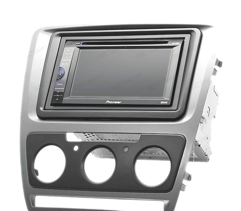 MOLDURA ADAPTADOR CINZENTA PARA RADIO 2-DIN PARA SKODA OCTAVIA 08-13 CON AIRE ACONDICIONADO MANUAL