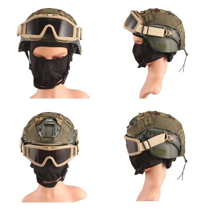 Тактические очки защитная маска Solve с креплениями на каску с 3 линза