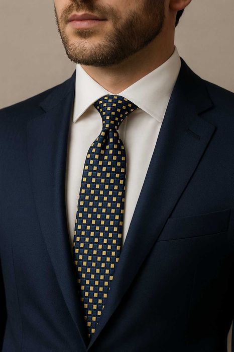 Мужской галстук из итальянского шелка, клетка