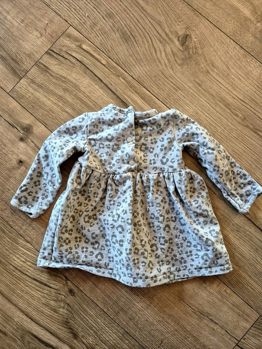 Prenatal sukienka szara dresowa panterka brokat kokardka 3D 68