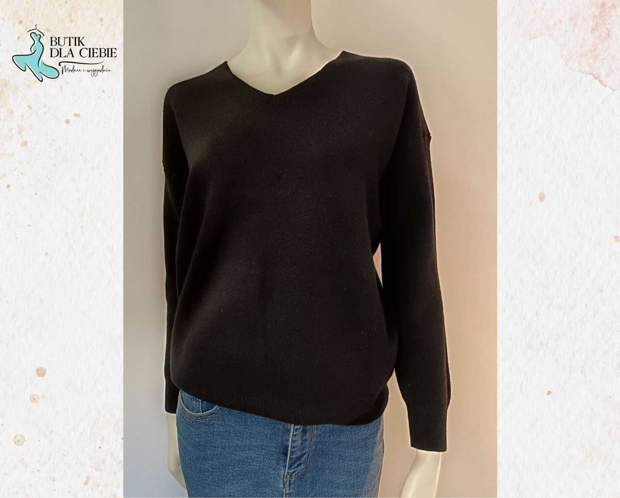 -> Klasyczny Czarny Sweter Marki: P-M | Rozmiar: XXL/XXXL | Miękki z Wiskozą