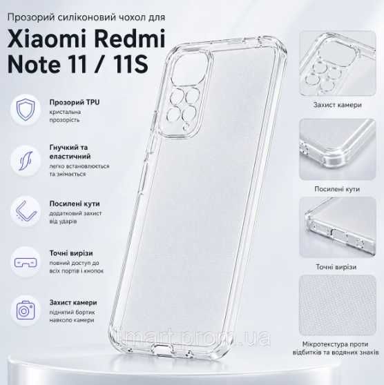 Прозорий протиударний силіконовий чохол для Xiaomi, Redmi Note, Редмі