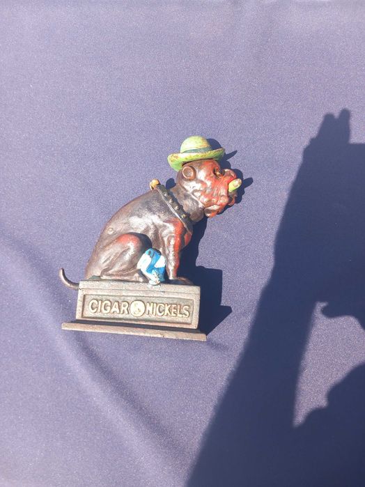 Ole Puffer Bull Dog, banco de moedas de ferro fundido, ano 1875