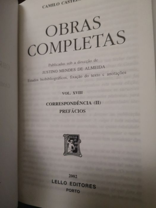Camilo Castelo Branco, obras completas - vol. XVIII e outros números