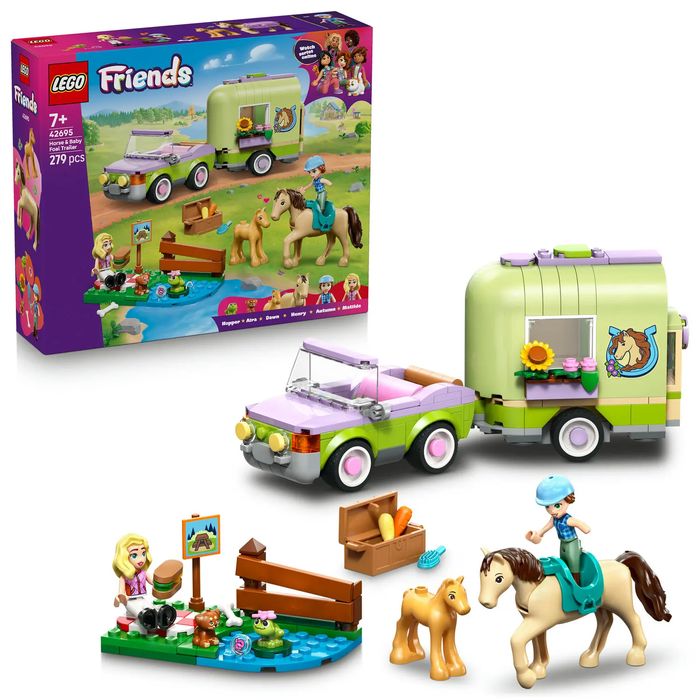LEGO Friends Przyczepa z koniem i źrebaczkiem 42695. Nowy Produkt
