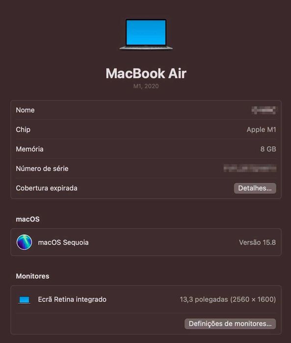 Macbook Air 13'' M1 - 256GB / 8GB RAM - Como novo com garantia