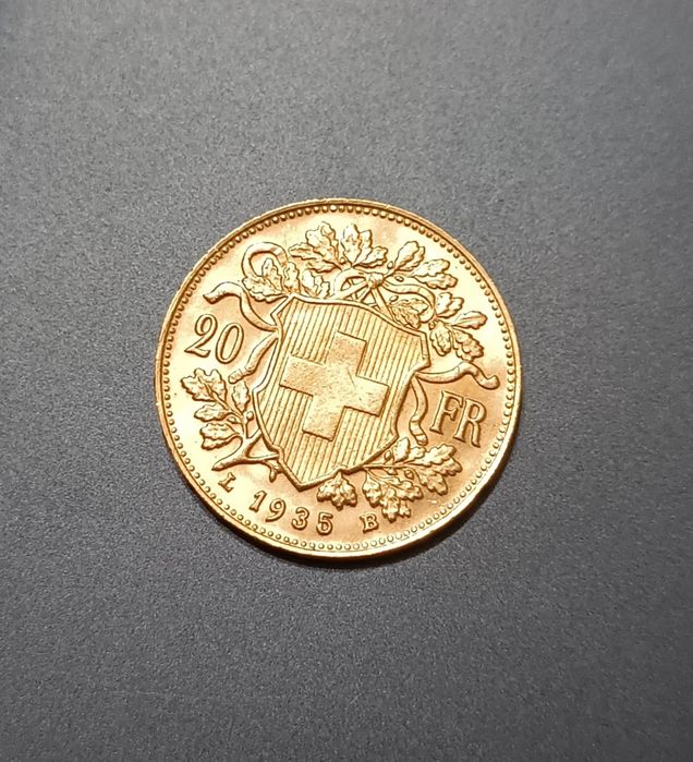 20 франков 1935, Швейцария, UNC, золото 900 проба!