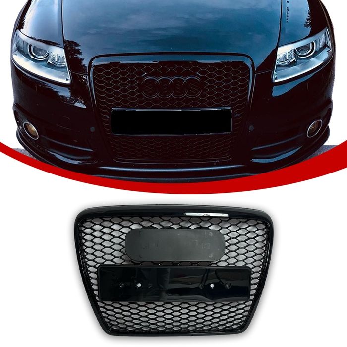Audi A6 C6 Atrapa Chłodnicy Plaster Miodu Grill 04-12 Czarny Połysk