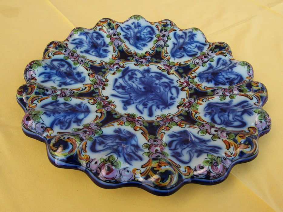 Antigo Grande Prato Artístico em Faiança de ALCOBAÇA, VESTAL anos 50