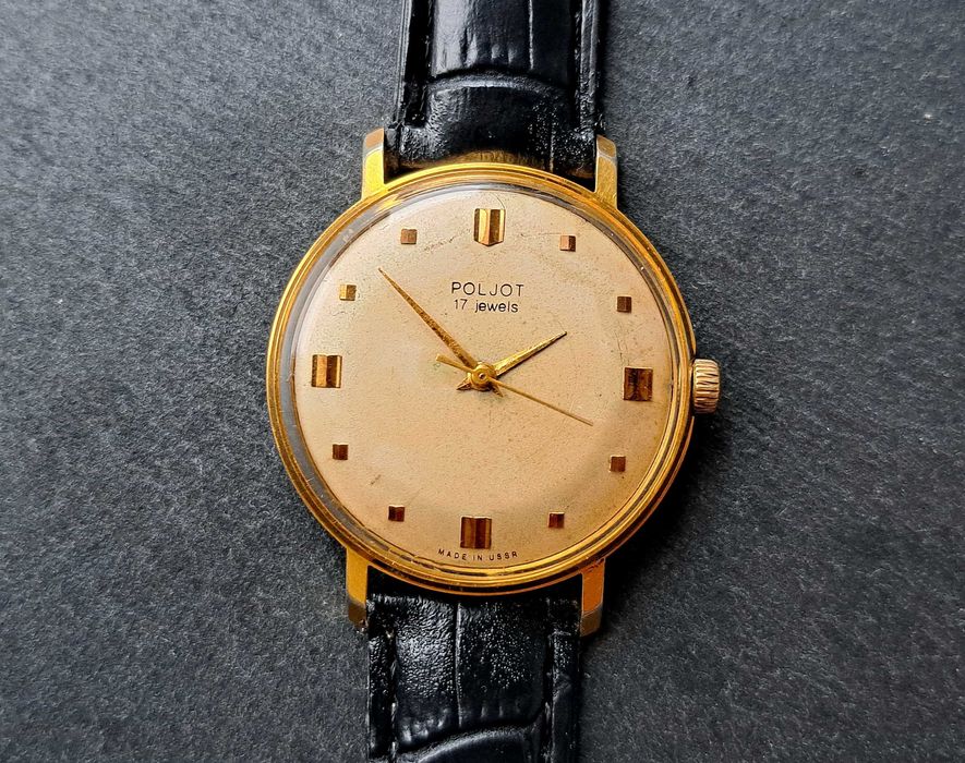 Poljot radziecki zegarek vintage powłoka złoto Au20