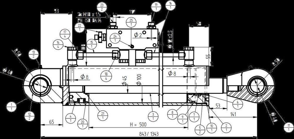 Siłownik Hydrauliczny TŁOK SMT2ST 90x45 SKOK 500 [1768]