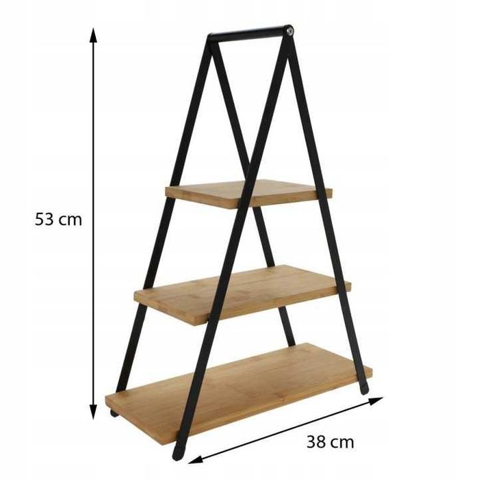 Patera Drewniana Trzypoziomowa Industrialna 53 cm
