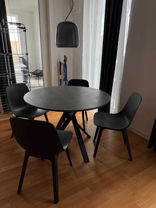 IKEA MARIEDAMM Stół, czarny imitacja marmuru, 105 cm